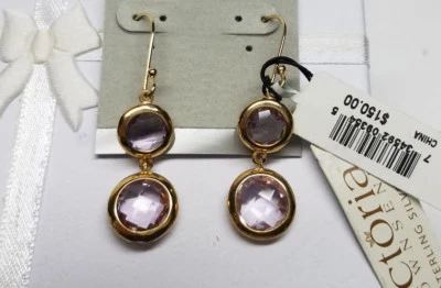 PENDIENTES GANCHO COLGANTES VICTORIA TOWNSEND ORO 18K PLATA ESTERLINA AMATISTA $150 Foto 1 de 4