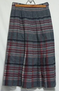 Pendleton Rock 100% Schurwolle grau rot gestreift kariert Plissee ungefüttert Damen 10 - Bild 1 von 3