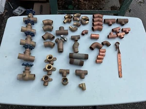 Lot Of 45  Copper Plumbing Pipes And Fittings - Picture 1 of 6