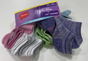 Hanes- Girls 12 Pack  Multicolored Now Show Ankle Socks- Size M - Picture 1 of 2