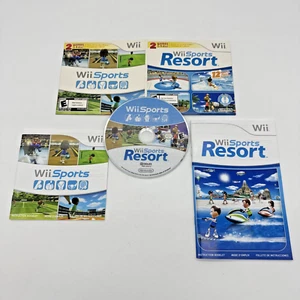 Wii Sports & Wii Sports Resort 2 in 1 Combo Games On Complete CIB Manuals TESTED - Picture 1 of 16