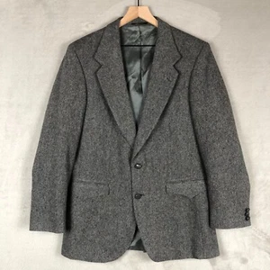 VTG FARAH WESTERNWEAR Blazer Sport Jacket Men's 40L Gray Wool Elbow Patch Tweed - Picture 1 of 21