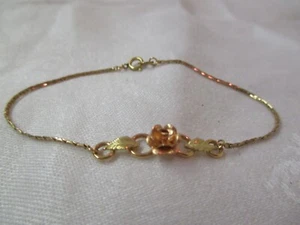 Vintage Krementz 14K Gold Overlay Bracelet with Rose - Picture 1 of 4