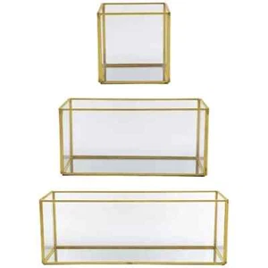 A & B Home Clear/Gold Glass Boxes with Gold Rim - Picture 1 of 10