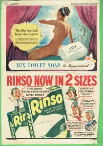 #T325.  LARGE 1941 WOMEN'S WEEKLY ADVERISEMENT FOR LUX SOAP & RINSO - Picture 1 of 1