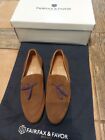 Fairfax & Favor Tan Suede Tasselled Bedingfield Mens Loafers Size 40