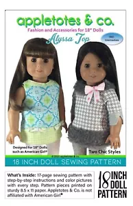 18 Inch Doll Sewing Pattern - Alyssa Top | Fits 18" Dolls such as American Girl - Picture 1 of 7