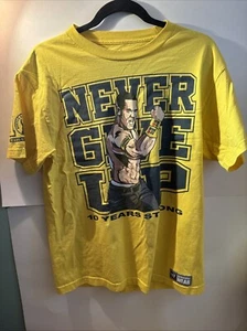 WWE Men's M Yellow Never Give Up John Cena Graphic 10 Years Strong T-Shirt - Picture 1 of 6