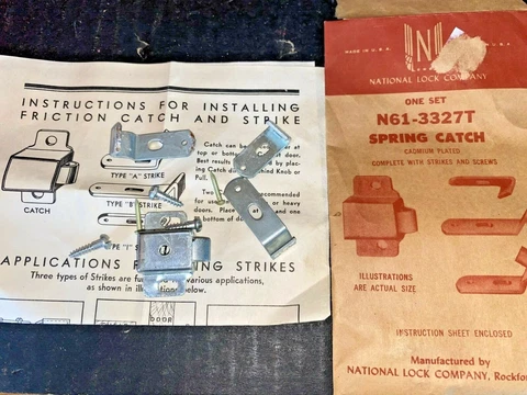 Vintage NOS National Lock. Company Cabinet Catch N61-3327T MCM Cover
