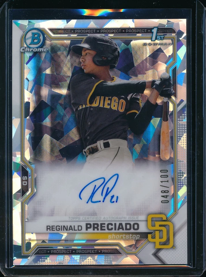REGINALD PRECIADO AUTO 1st 2021 Bowman Chrome Prospects ATOMIC REFRACTOR /100 RC - Image 1 of 1