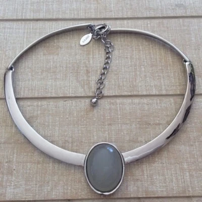 Collection Bijoux Silver Plated Bangle Bracelet with Light Green Jade - Image 1 of 3