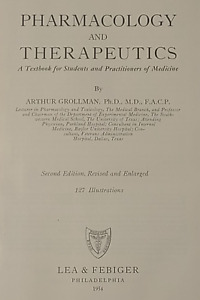 1954 Pharmacology And Therapeutics,2ND Edition,  Vintage 42524