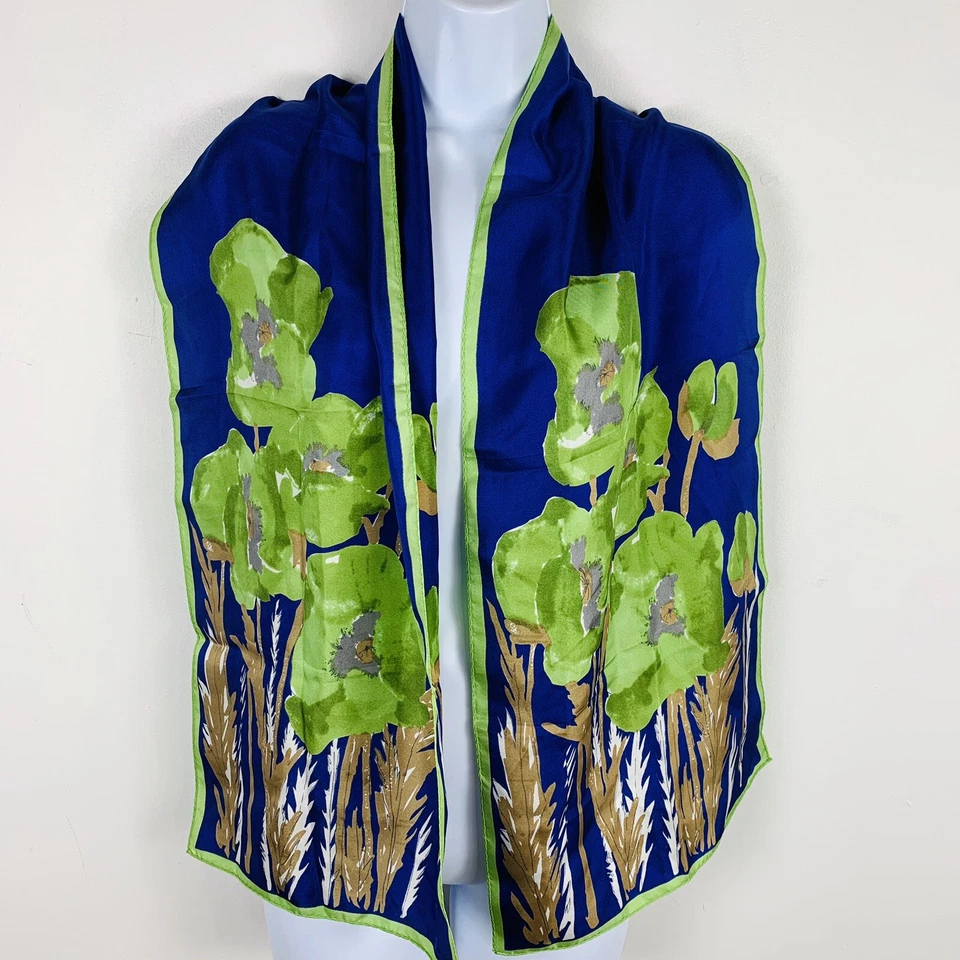 Bufanda rectangular para mujer azul oscuro verde floral ligera vintage boho Foto 1 de 4