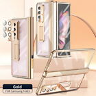 Case For Samsung Galaxy Z Fold3 5G Plating Tempered Glass Folding Full Cover+Pen