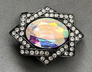 Broche prendedor vintage YVES SAINT LAURENT YSL grande AB aurora boreal estrás - Imagen 1 de 7