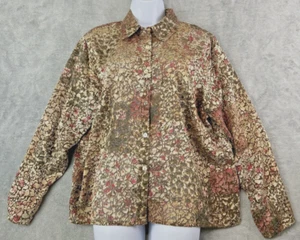 Coldwater Creek 1X Burnout Floral Blouse Up Top Lightweight Coastal Grandma Boho - Picture 1 of 11