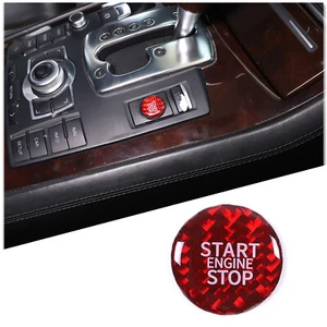Red Fiber Car Engine Push Start Button Patch Cover For Audi A4 A5 A7 A8 Q3 Q5 Q7 - Picture 1 of 10