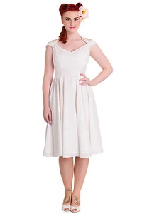 Neu 3XL UK 18-20 Weiß Kariert Tupfen Baumwollkleid Eveline Baumwolle Tee Braut - Bild 1 von 2