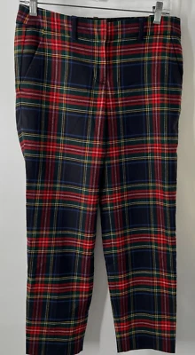 JCrew women pant size 0 xxs Red Blue Green Tartan Plaid Work City Fit Skimmer - Image 1 of 4