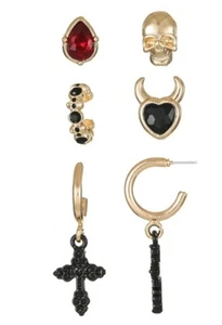 Gothic Kreuz Ohrringe goldfarben und 4 Ohrstecker - Bild 1 von 5