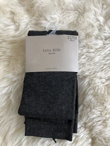 New Zara Girls Kids Tights Dark Grey Gold 11-12 Years - Picture 1 of 5