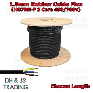 Tough Rubber Cable Flex 1.5mm 3 Core Outdoor Pond Light Socket Ovens H07RN-F 16A