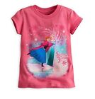 Disney Store Elsa & Anna Sisters Frozen Princess Shirt Girls Small 5/6 Pink Tee