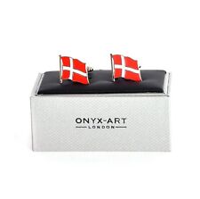 Denmark Flag - Danish Flying Flag - Onyx-Art Cufflinks Cuff Links - New