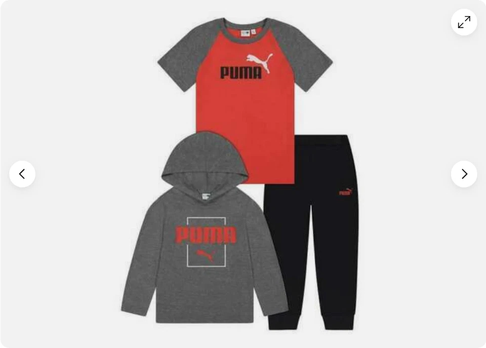 Puma Boys' Youth 3-piece Set (RED/GRAY/BLACK XXS 3/4)