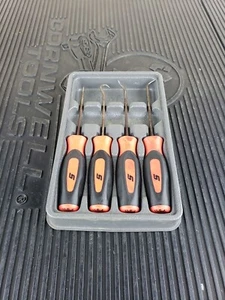 #bf005 Snap-On Tools SGASA204C 4 Piece Orange Mini Soft Grip Awl Hook Pick Set - Picture 1 of 8