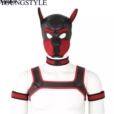 Juego de 5 piezas de neopreno capucha para cachorro juego de rol máscara para perro cachorro juegos con disfraces cabeza completa hombres mujeres Foto 1 de 4