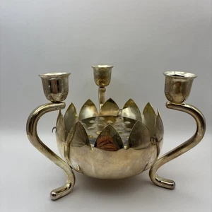 Vintage Elegance Siverplate Lotus Candle Holder Centerpiece #1311 - Picture 1 of 9