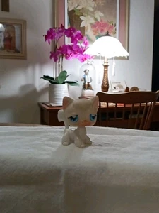 Rare Littlest Pet Shop LPS # 9 White Angora Cat With Blue Eyes Long Hair Hasbro - Picture 1 of 5