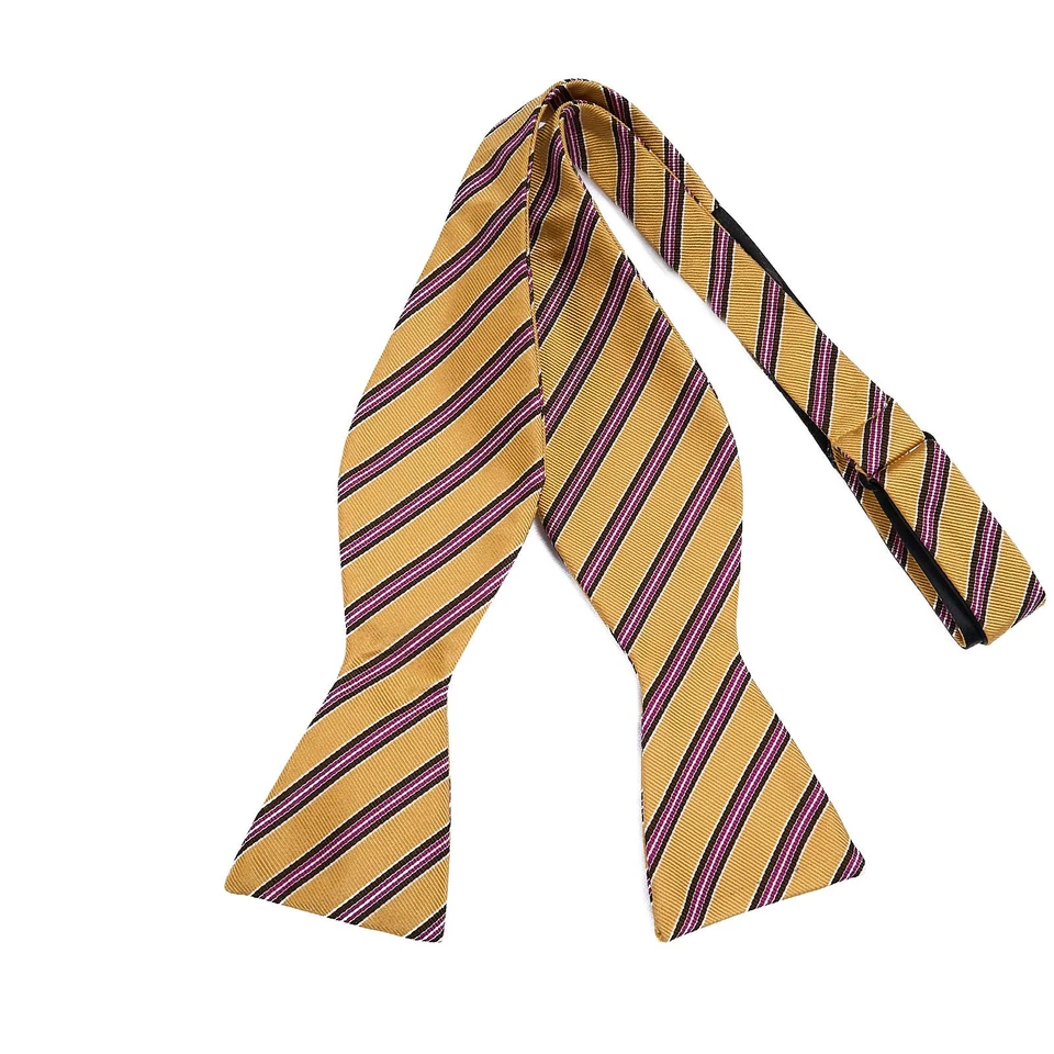 Pajarita de seda Saddlebred dorada azul marino rojo regimiento a rayas ajustable Foto 1 de 4