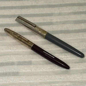Vintage Platignum Regal Fountain Pen Lever Fill Burgundy & Gold & One Other Pen - Picture 1 of 24