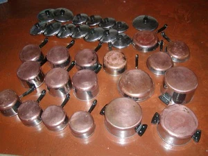 ENORME lote de colección revere Ware ollas sartenes sartenes tapas 32 piezas Clinton y patente anterior a 68 - Imagen 1 de 9