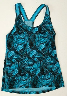 C9 Champion Women’s Activewear Tank Top DuoDry Racerback Aqua Black Swirl SMALL - Image 1 of 4