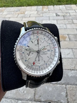 Breitling Navitimer 46 esfera blanca correa de cocodrilo negro A24322 Foto 1 de 4