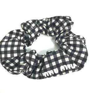 MIUMIU logo hair accessories hair rubber Scrunchie Nylon Black/White Unused - Picture 1 of 6