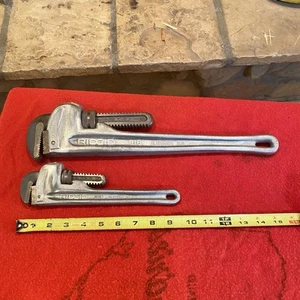 2 RIDGID The Ridge Tool Co. Aluminum HD Pipe Wrenches 10” and 14” - Picture 1 of 13