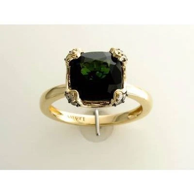 Кольцо Le Vian из желтого золота 14 карат с зеленым турмалином шоколадным бриллиантом 2,96 карата размер 7 - Изображение 1 из 4