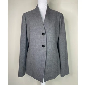 Armani Collezioni Italy Gray Textured Two Button Blazer Jacket Size 8 - Picture 1 of 8
