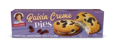 Little Debbie Raisin Creme Pies, 1 Box, 8 Sandwich Cookies. FAST SHIP! - Image 1 of 2