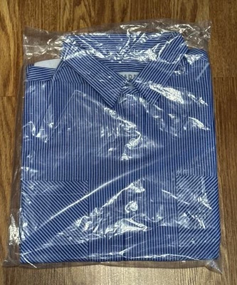 Haband Western Shirt Mens Large Blue Striped Short Sleeve Cowboy Retro Vtg - Image 1 of 4