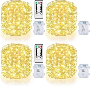 Mlambert 4-Pack 40FT 120LED Fairy Lights w/ Remote & Timer, Warm White, Outdoor - Picture 1 of 9
