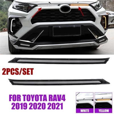 Front Grille LED Fog Light DRL Turn Signal Lamps For Toyota RAV4 2019-2021 - Image 1 of 4