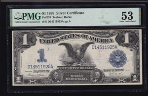 US $1 Black Eagle Silver Certificate Teehee/Burke FR 233 PMG 53 AU (925) - Picture 1 of 2