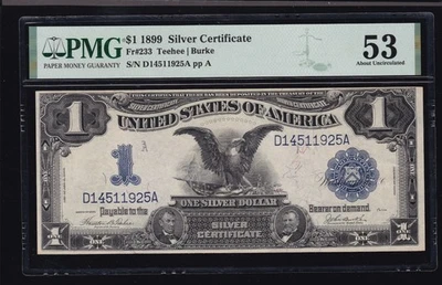 US $1 Black Eagle Silver Certificate Teehee/Burke FR 233 PMG 53 AU (925) - Image 1 of 2