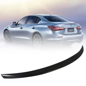 14-24 Fit For Infiniti Q50 V37 4D Sedan D Rear Trunk Boot Spoiler Real Carbon - Picture 1 of 5