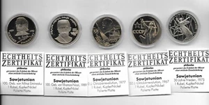 Sowjetunion 5 x 1 Rubel Münzen , 1967-1989 PP mit seltene 1 Rubel 1967 , H1 - Bild 1 von 2